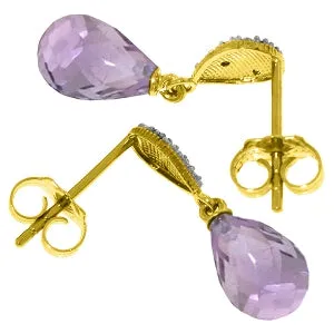 4.53 Carat 14K Solid Yellow Gold Splendid Amethyst Diamond Earrings