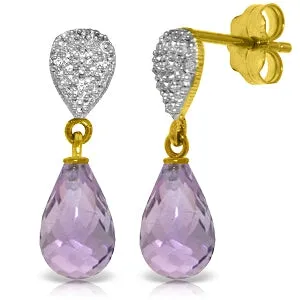 4.53 Carat 14K Solid Yellow Gold Splendid Amethyst Diamond Earrings