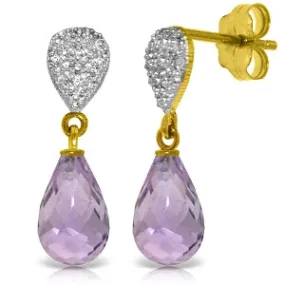 4.53 Carat 14K Solid Yellow Gold Splendid Amethyst Diamond Earrings