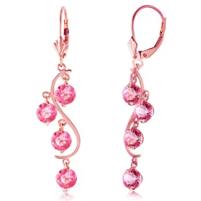 4.95 Carat 14K Solid Rose Gold Chandelier Earrings Natural Pink Topaz