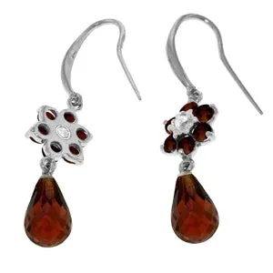 5.51 Carat 14K Solid White Gold Inebriated Garnet Diamond Earrings