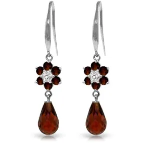 5.51 Carat 14K Solid White Gold Inebriated Garnet Diamond Earrings