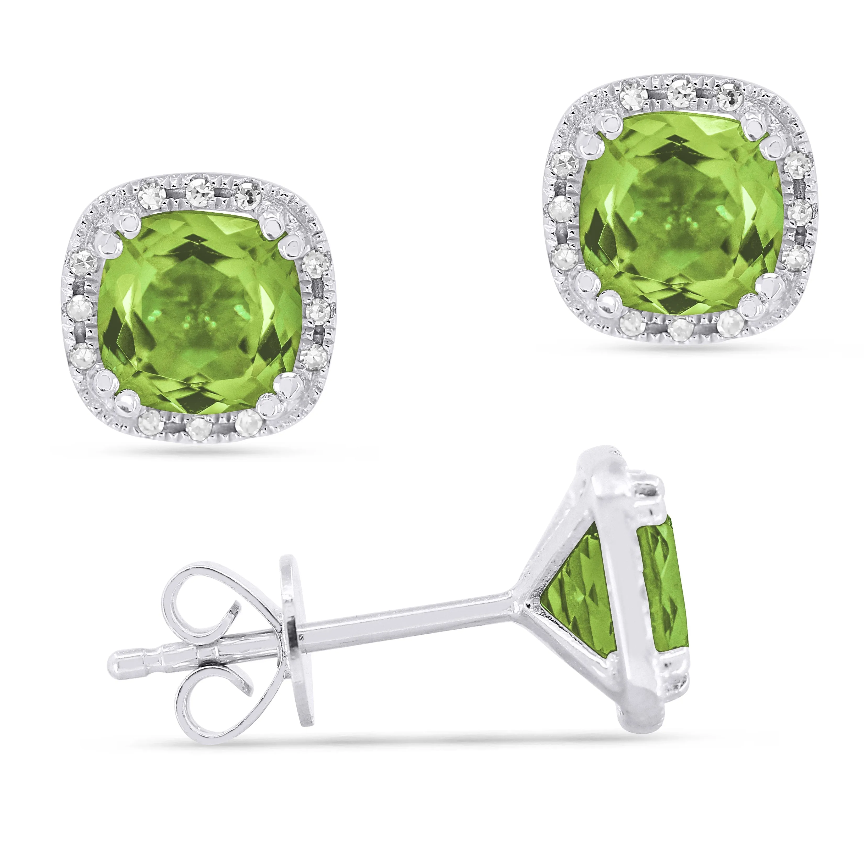 5.5mm 1.95ct Peridot Stud Earrings in 14K White Gold