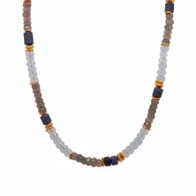 5mm, Labradorite, Blue Topaz, Dumortierite 24K Gold Vermeil Necklace