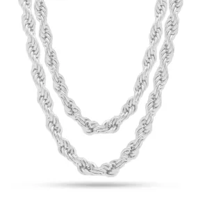 8mm White Gold Rope Choker Set