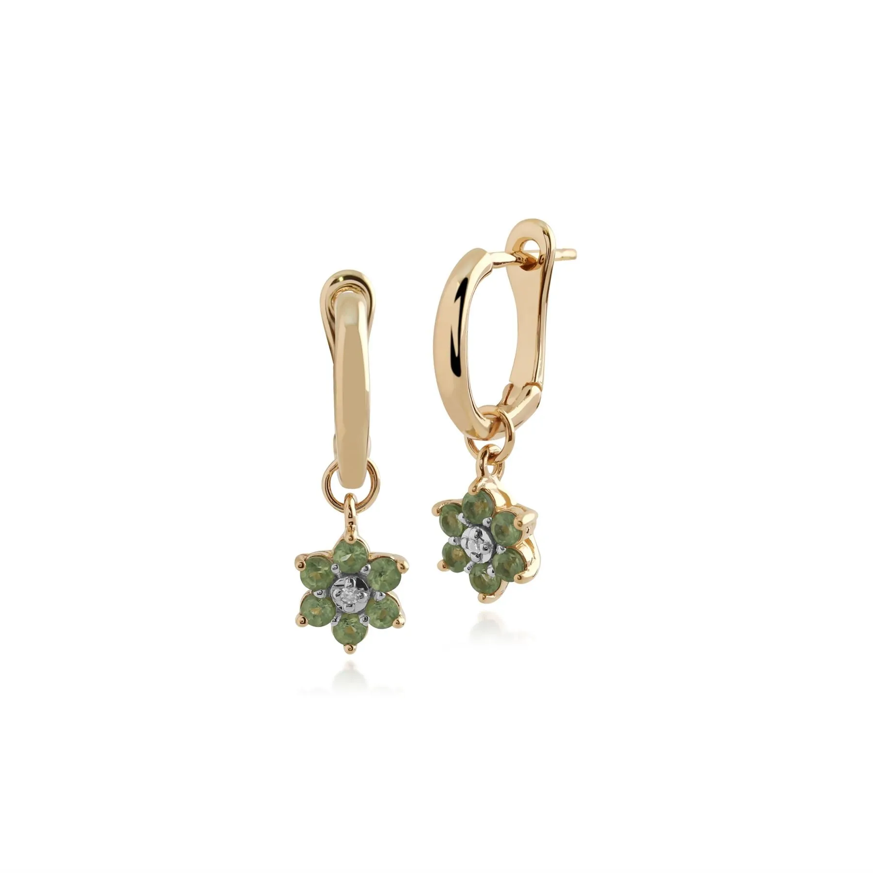 9 karat Gelbes Gold Peridot & Diamant Band Ohrringe