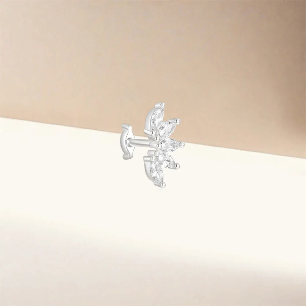 925 Silver Multi Rhombus CZ Diamond Front And Back Earrings