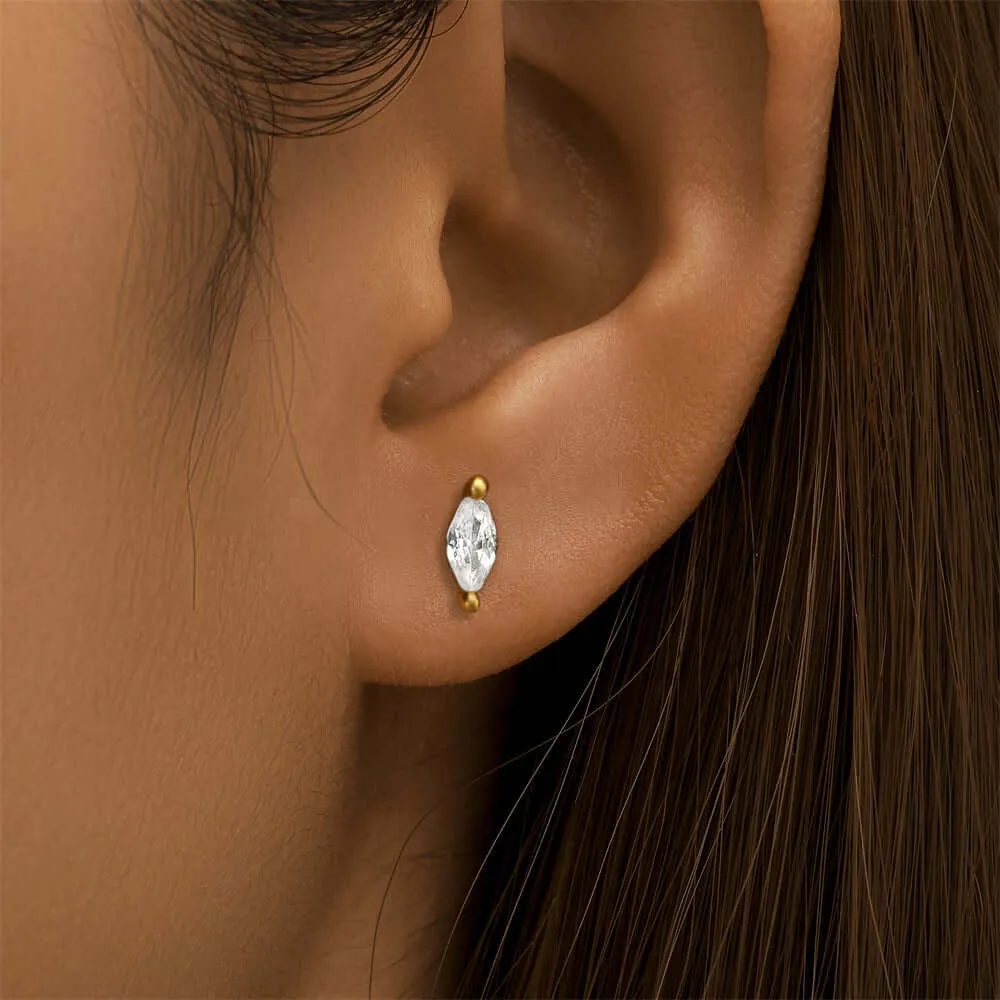 925 Silver Multi Rhombus CZ Diamond Front And Back Earrings