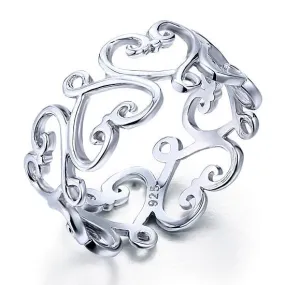 925 Sterling Silver Heart Ring Band Wedding Band Jewelry