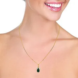 9.3 Carat 14K Solid Yellow Gold Necklace Natural Emerald White Topaz