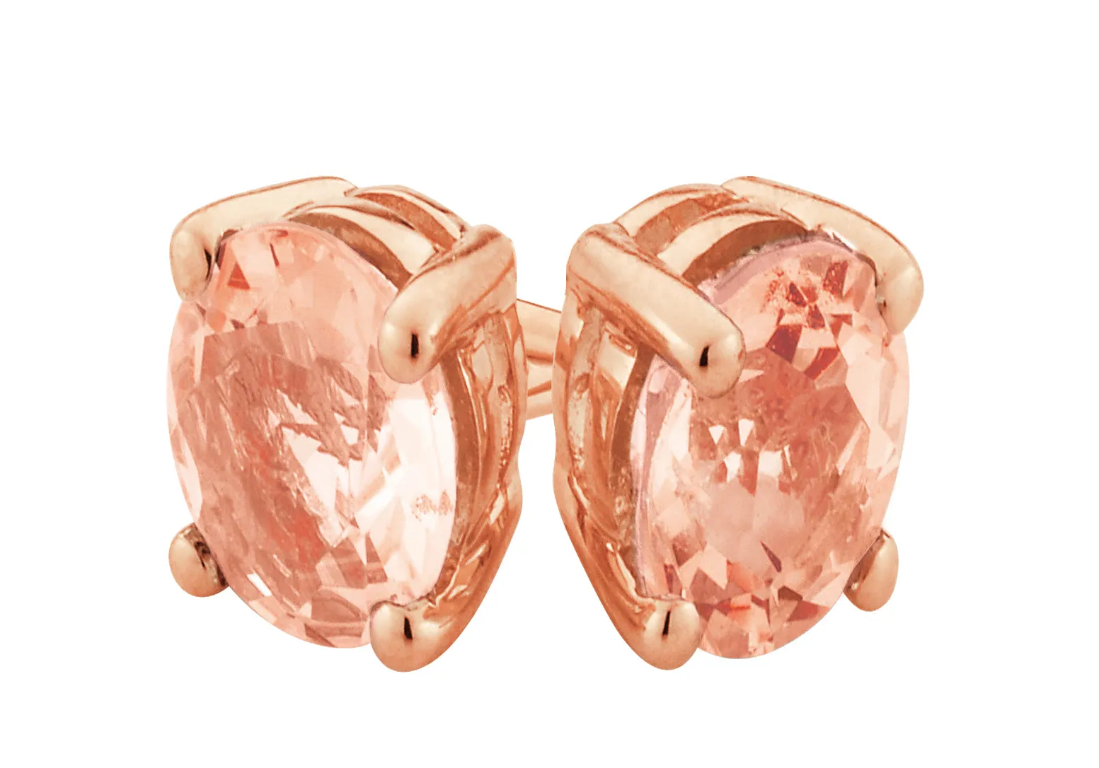 9ct Rose Gold Oval 6MM x 4MM Morganite Stud Earrings