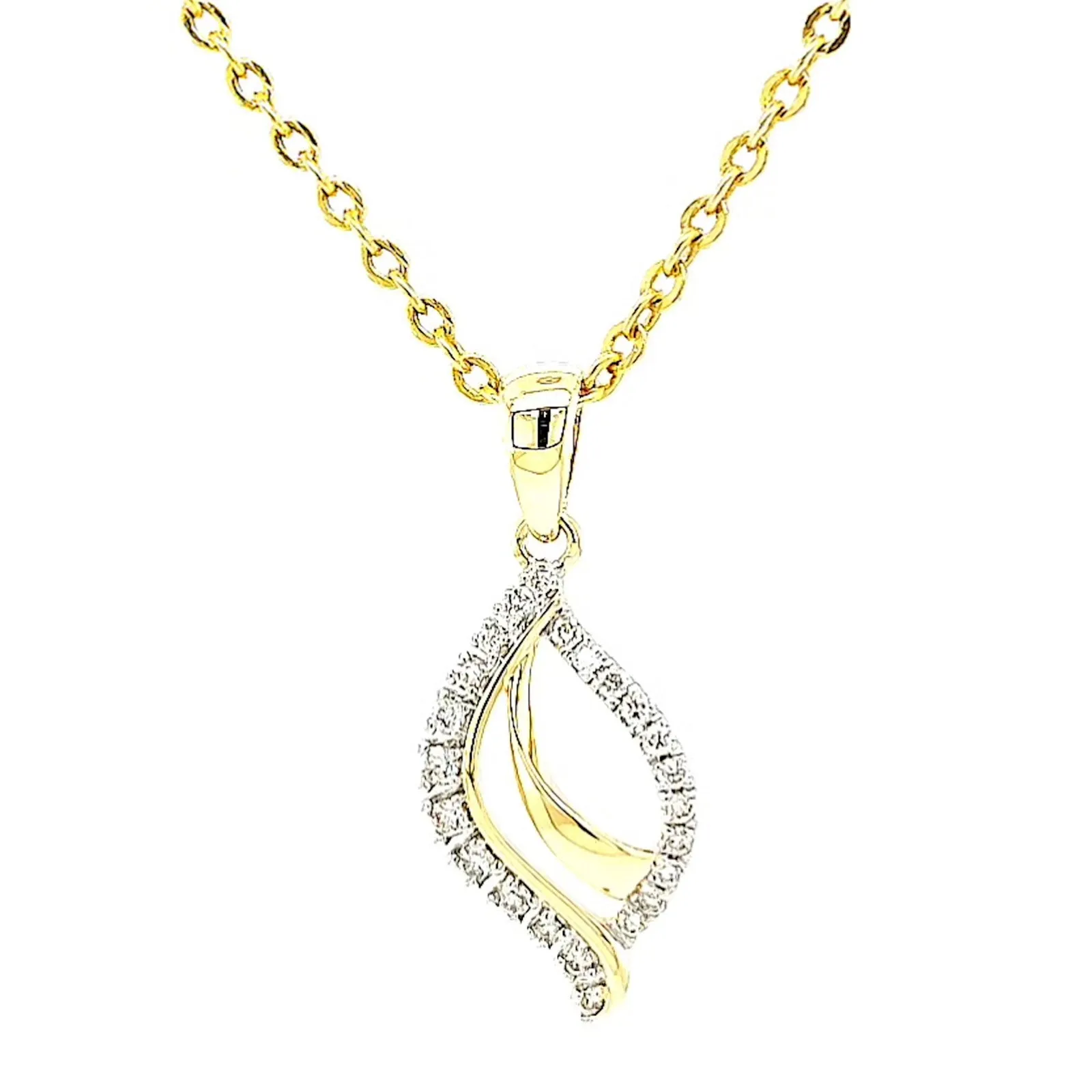 9ct Two Tone Gold with 0.10 Carat tw of Diamond Pendant