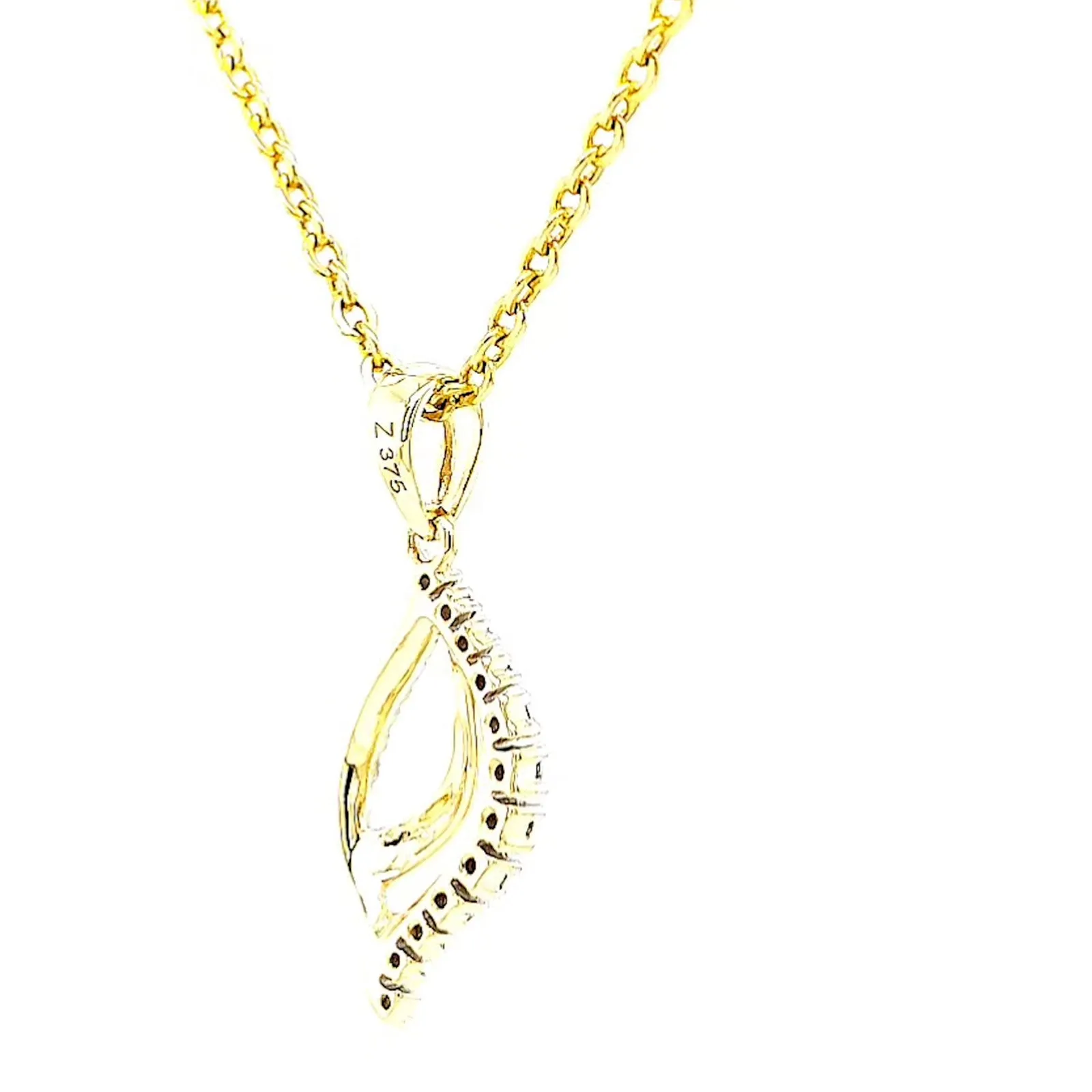 9ct Two Tone Gold with 0.10 Carat tw of Diamond Pendant