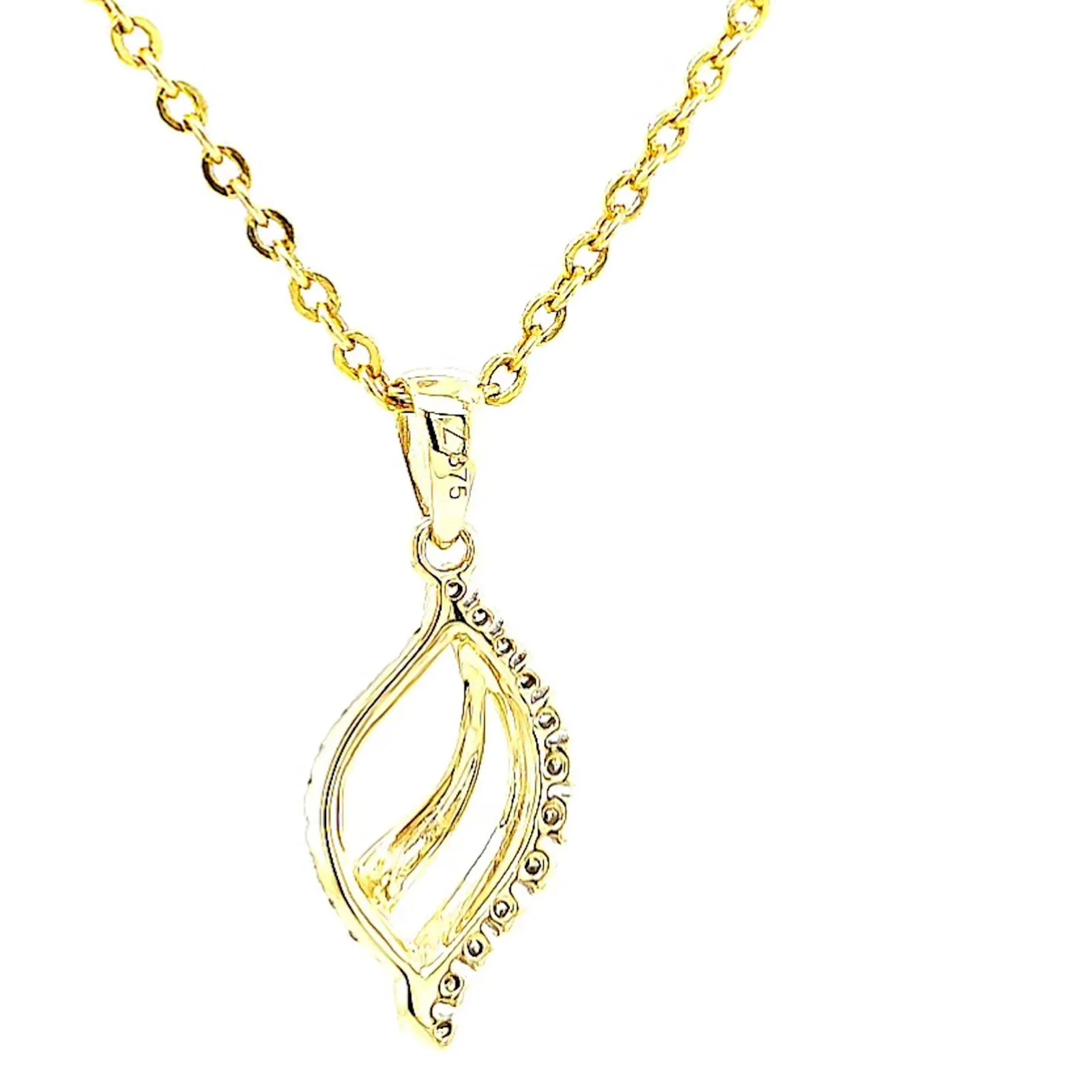 9ct Two Tone Gold with 0.10 Carat tw of Diamond Pendant