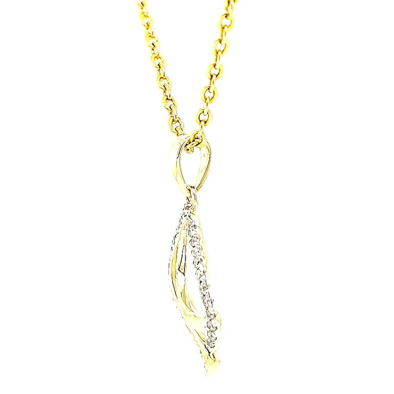 9ct Two Tone Gold with 0.10 Carat tw of Diamond Pendant