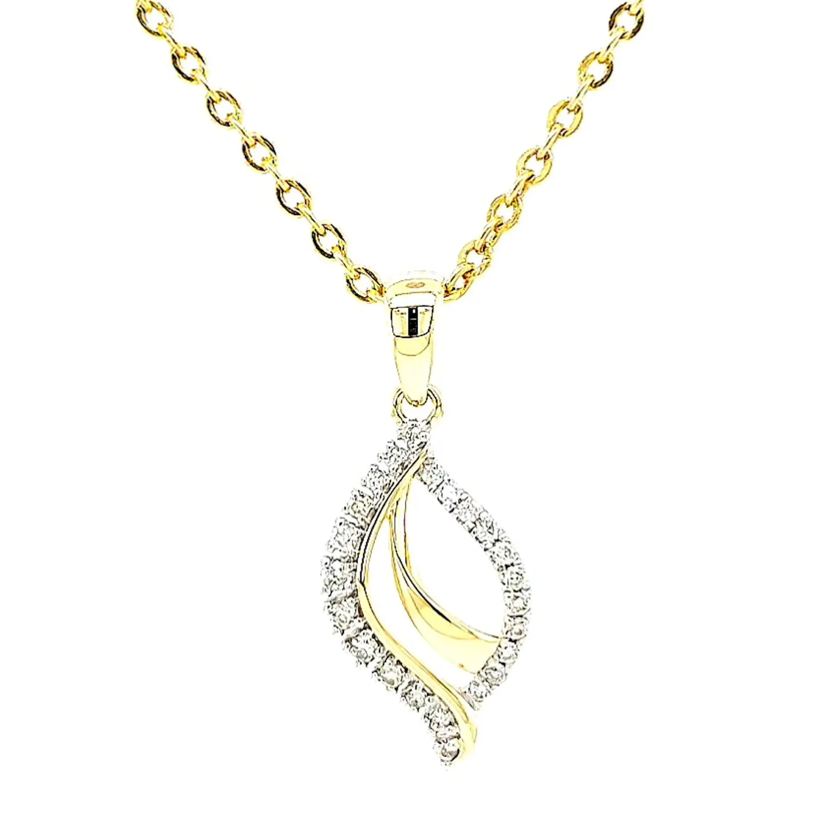 9ct Two Tone Gold with 0.10 Carat tw of Diamond Pendant