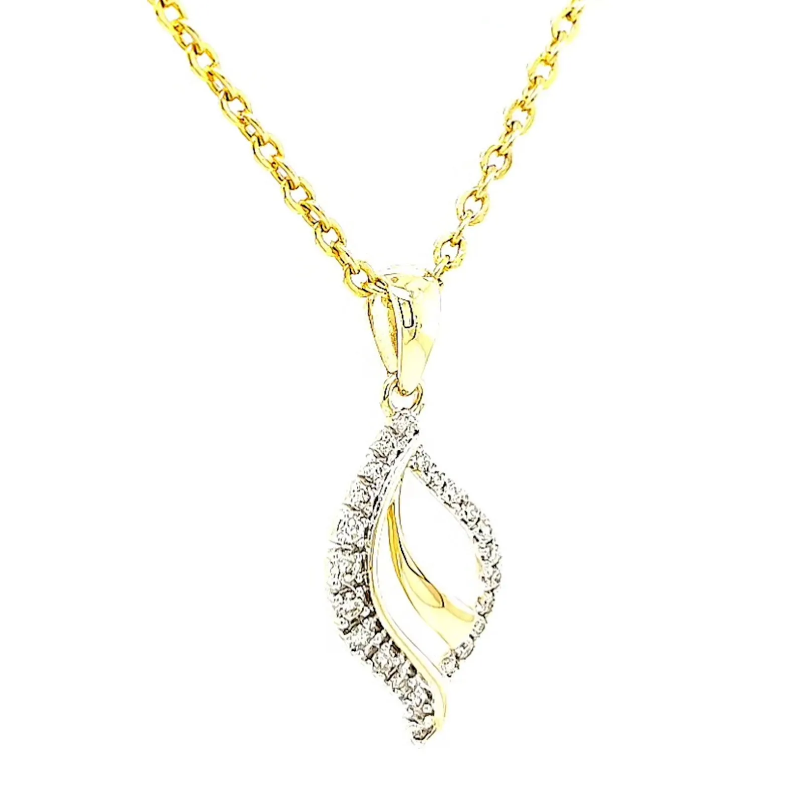 9ct Two Tone Gold with 0.10 Carat tw of Diamond Pendant