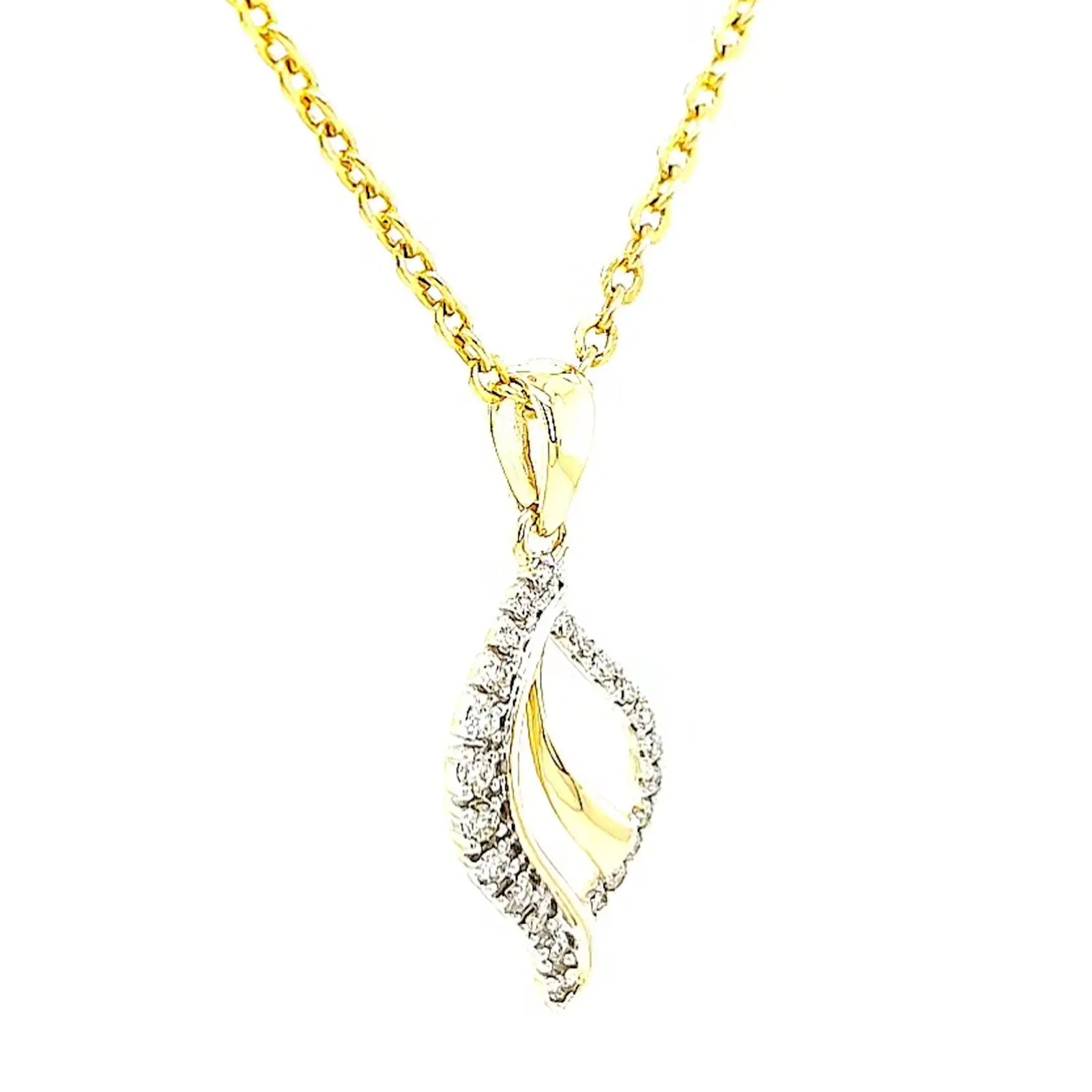 9ct Two Tone Gold with 0.10 Carat tw of Diamond Pendant