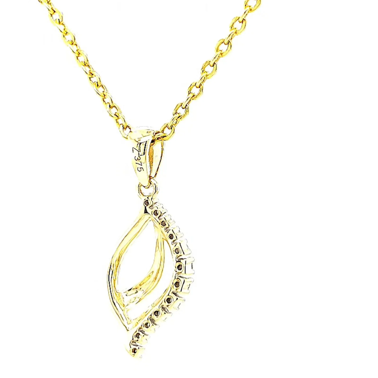 9ct Two Tone Gold with 0.10 Carat tw of Diamond Pendant