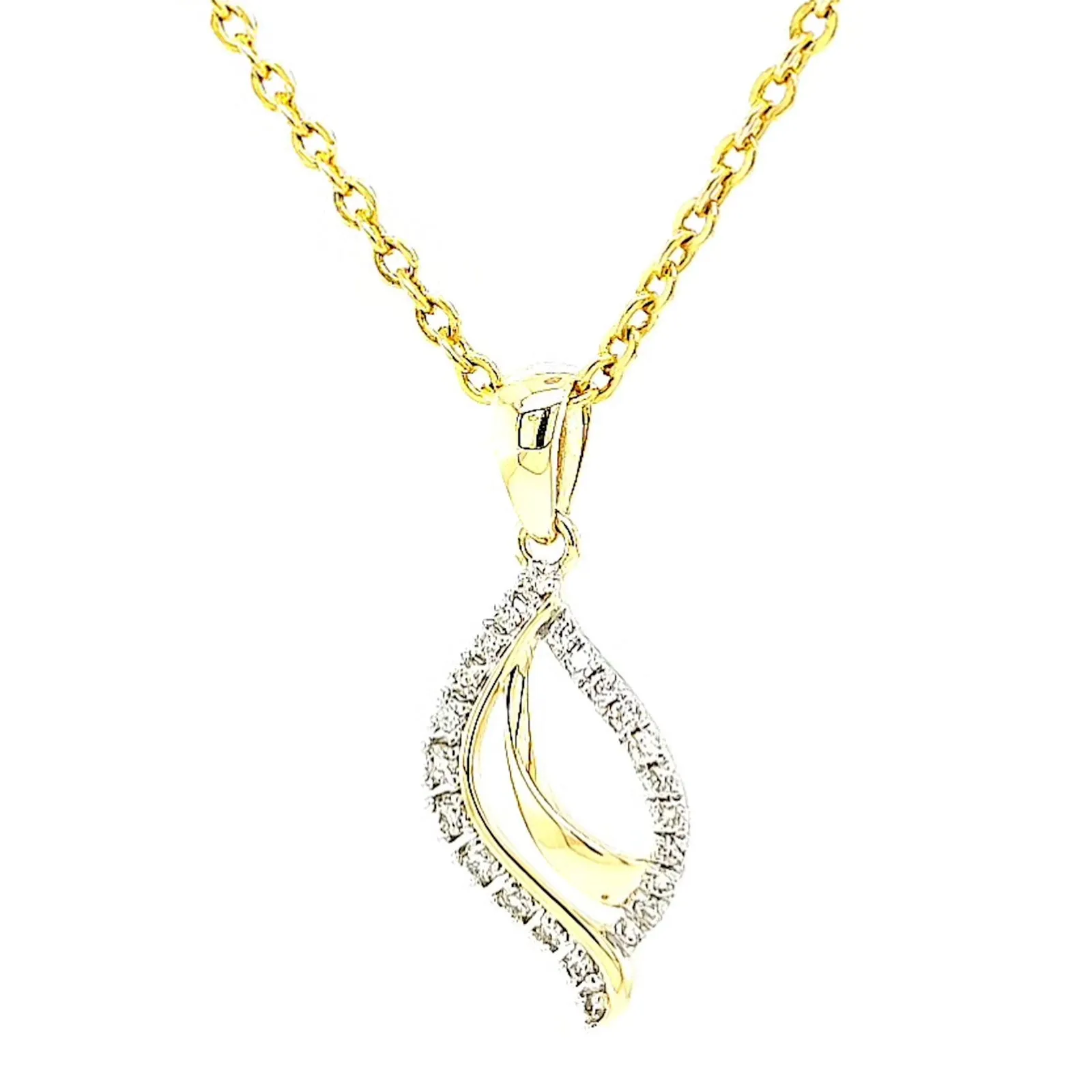 9ct Two Tone Gold with 0.10 Carat tw of Diamond Pendant