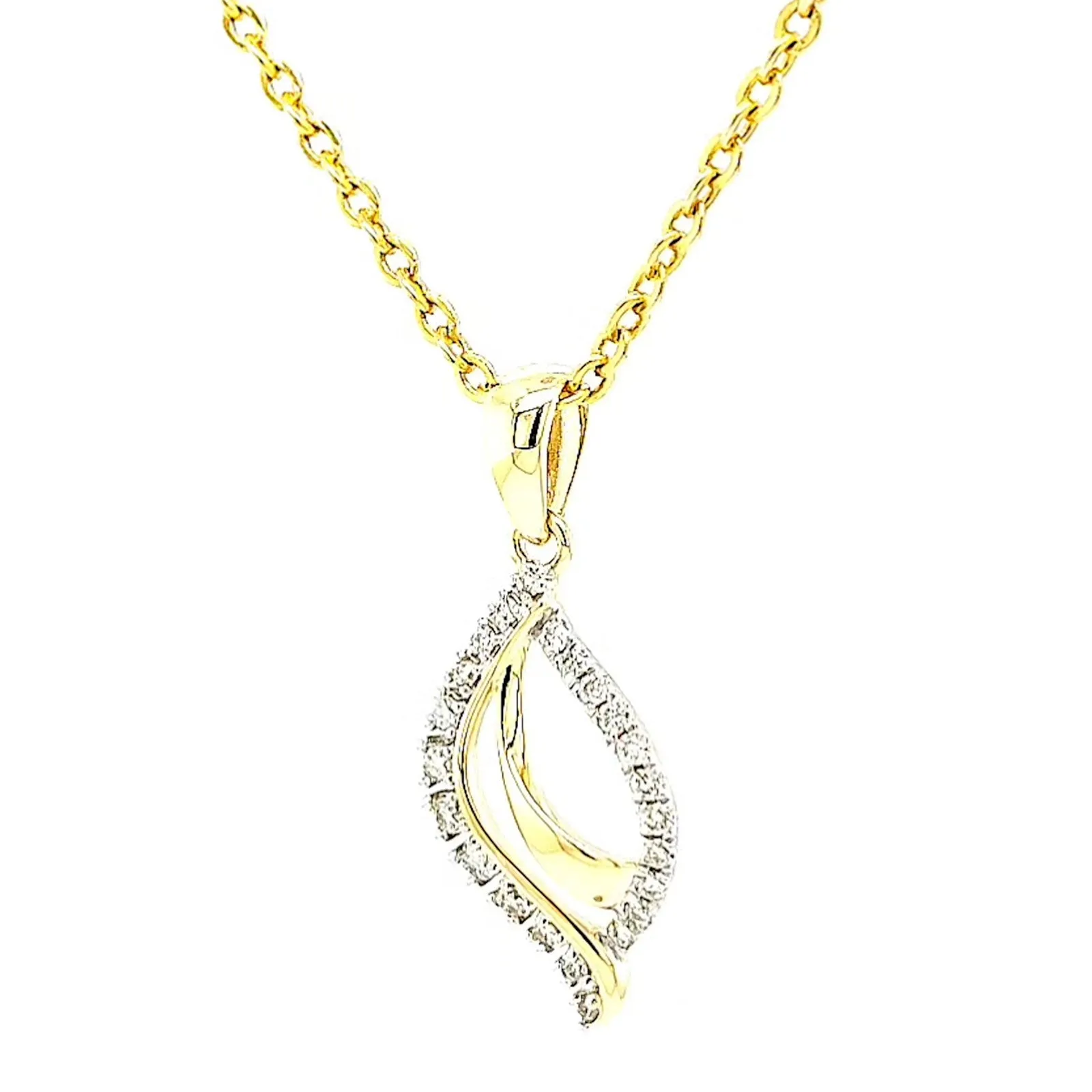 9ct Two Tone Gold with 0.10 Carat tw of Diamond Pendant