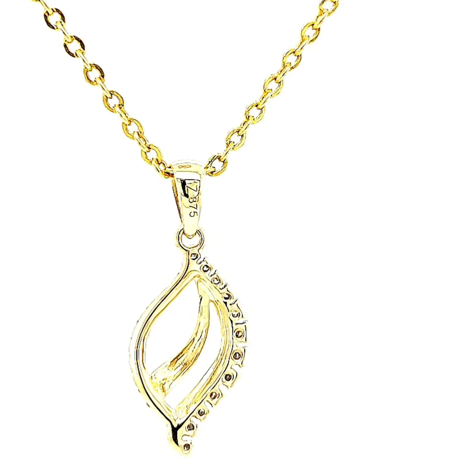 9ct Two Tone Gold with 0.10 Carat tw of Diamond Pendant