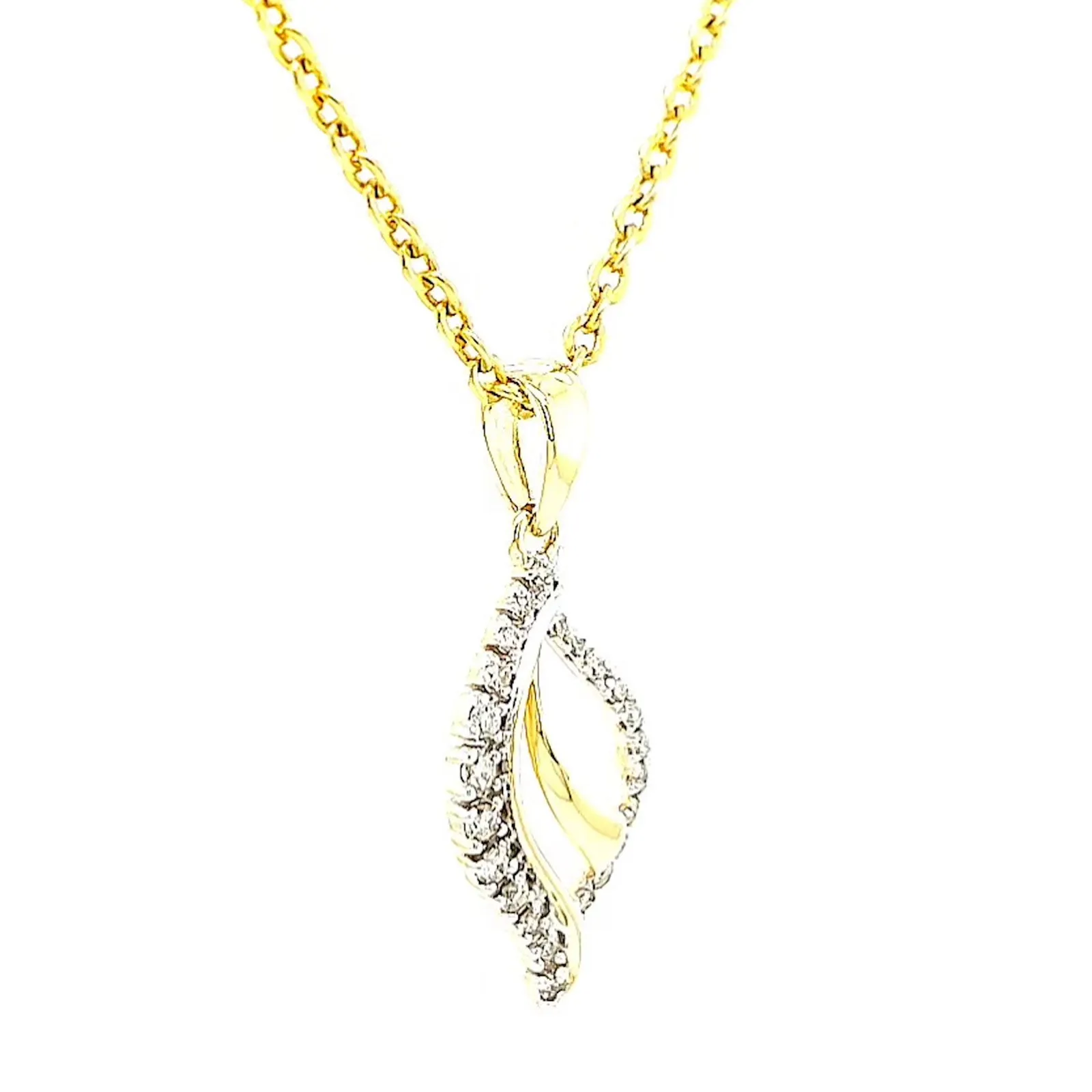 9ct Two Tone Gold with 0.10 Carat tw of Diamond Pendant