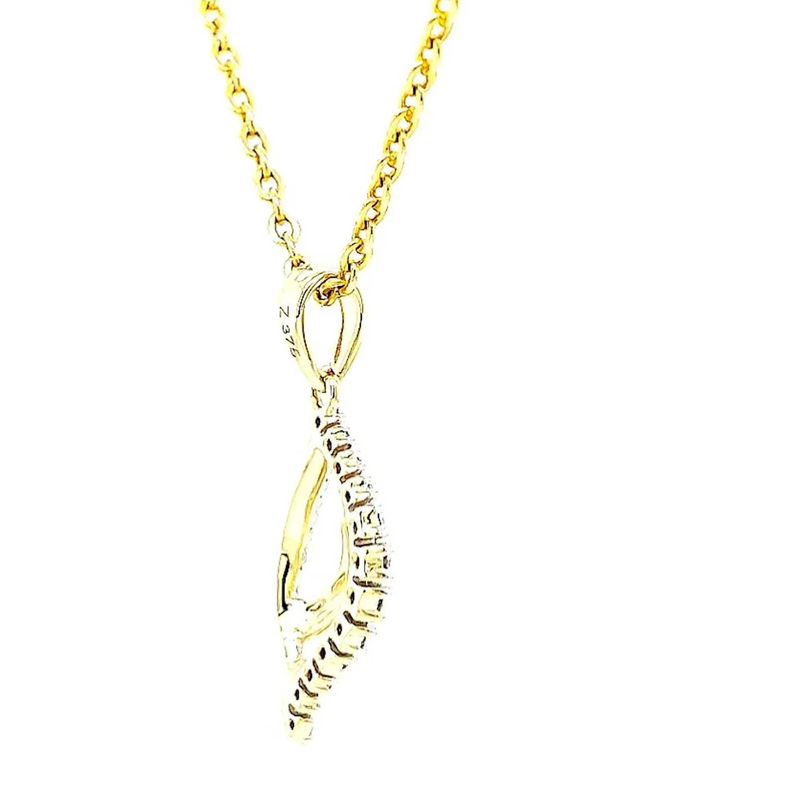 9ct Two Tone Gold with 0.10 Carat tw of Diamond Pendant