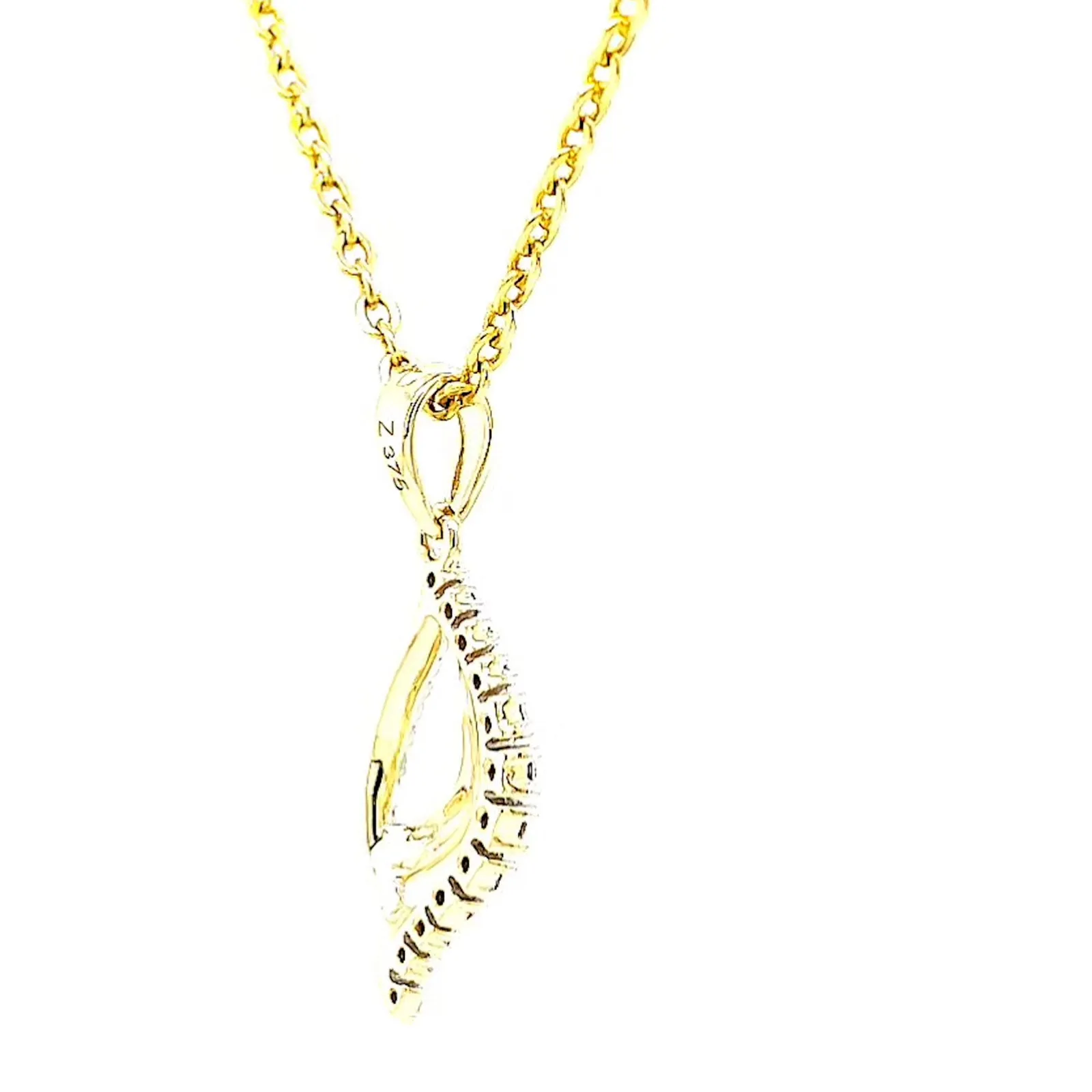 9ct Two Tone Gold with 0.10 Carat tw of Diamond Pendant