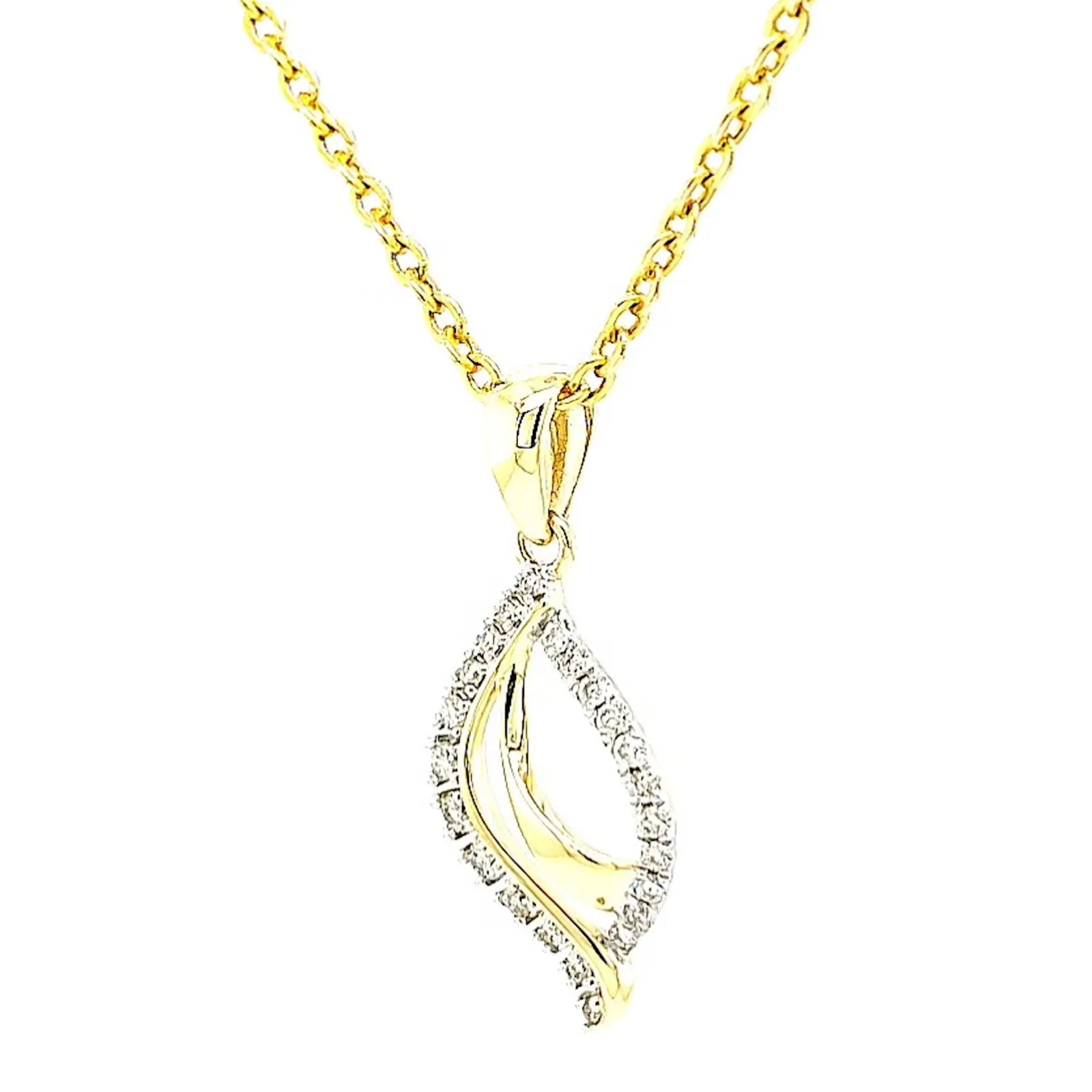 9ct Two Tone Gold with 0.10 Carat tw of Diamond Pendant