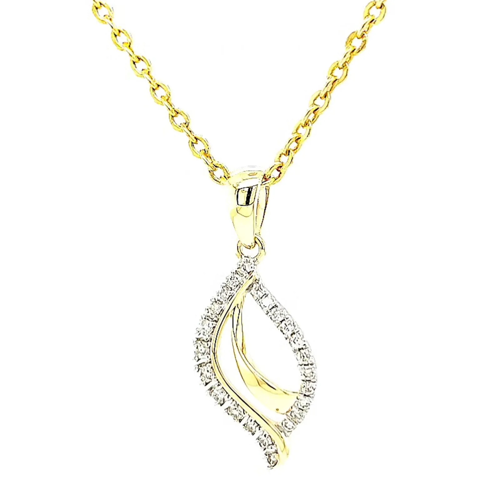 9ct Two Tone Gold with 0.10 Carat tw of Diamond Pendant