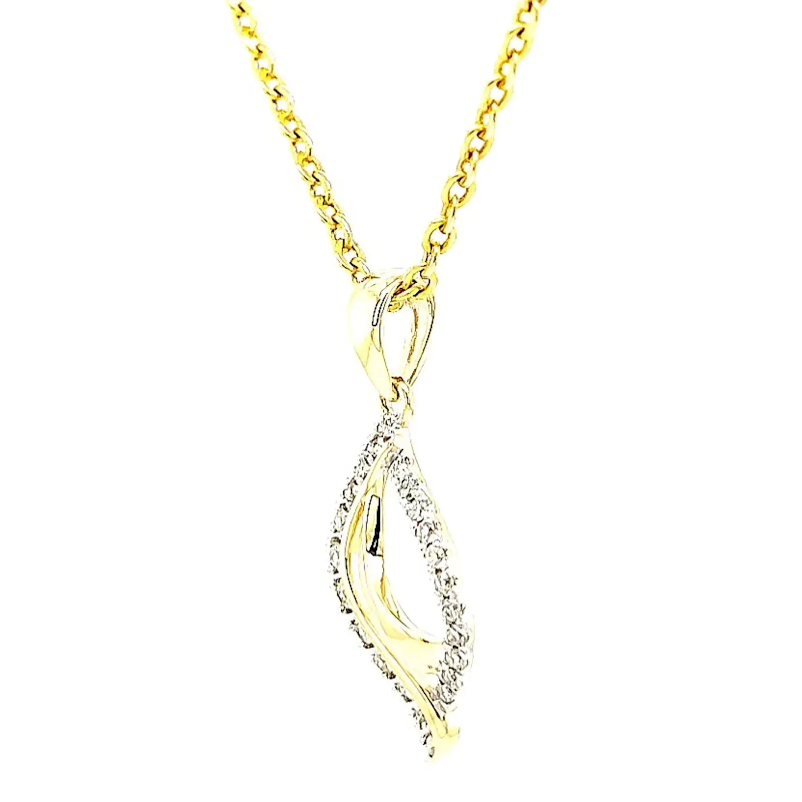 9ct Two Tone Gold with 0.10 Carat tw of Diamond Pendant