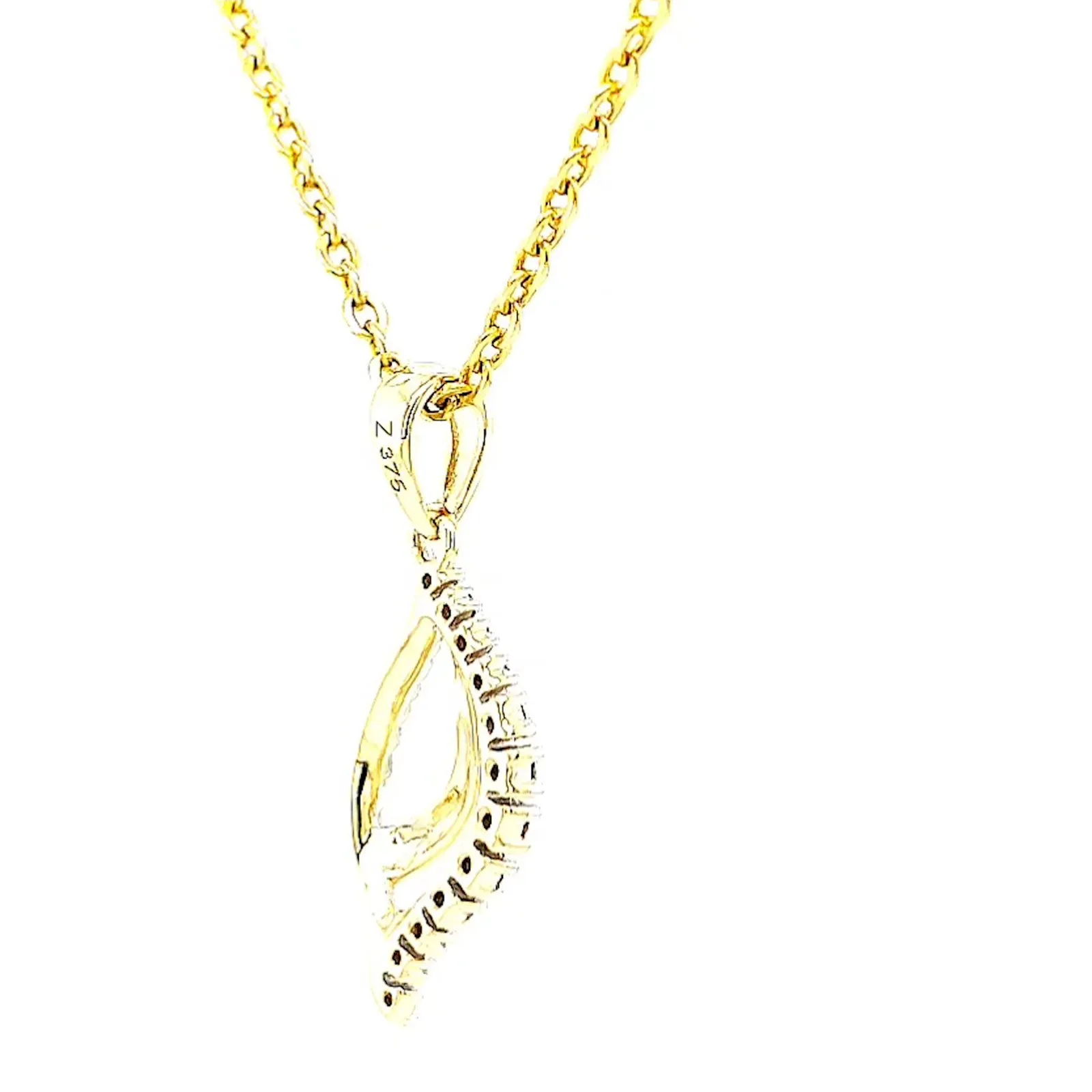 9ct Two Tone Gold with 0.10 Carat tw of Diamond Pendant