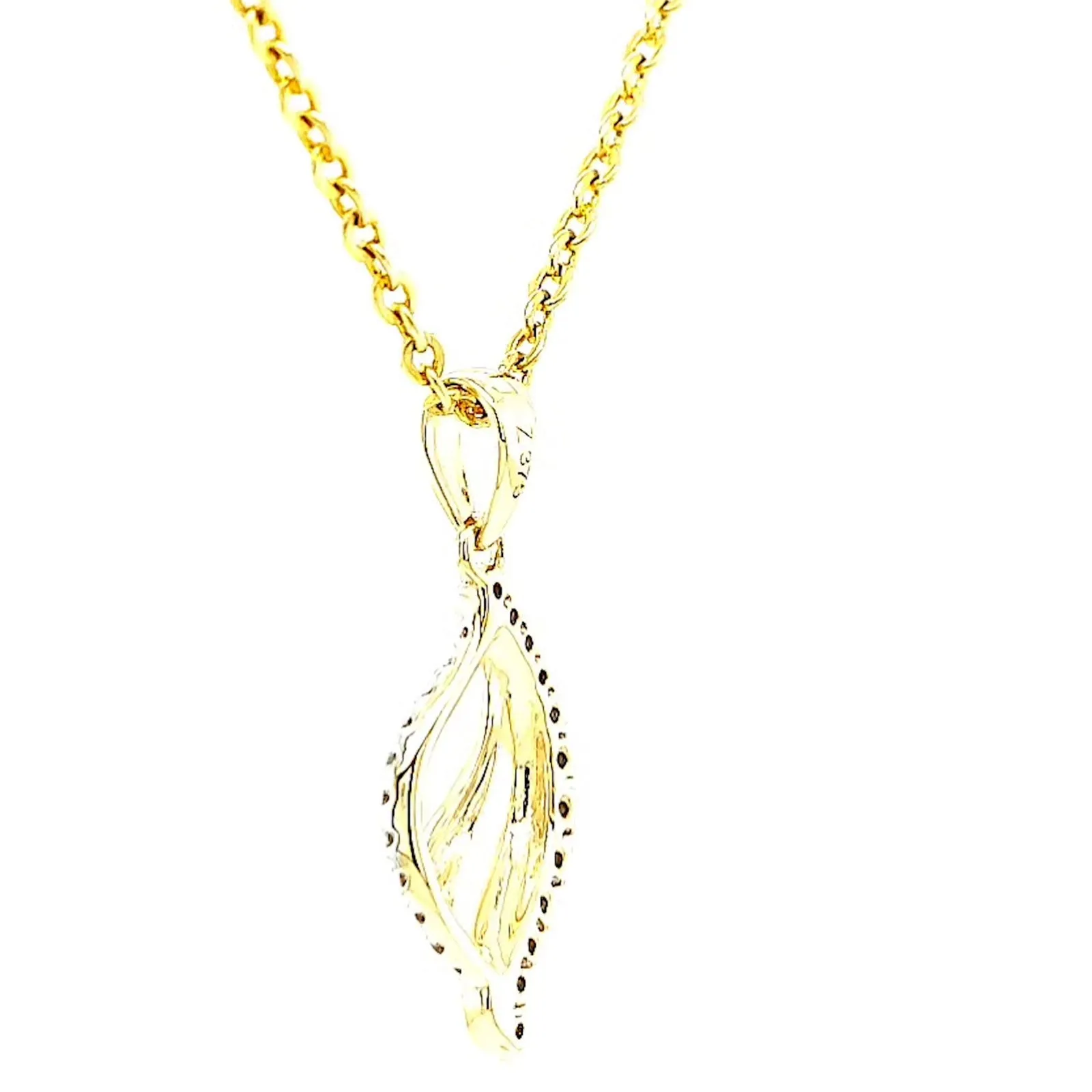 9ct Two Tone Gold with 0.10 Carat tw of Diamond Pendant