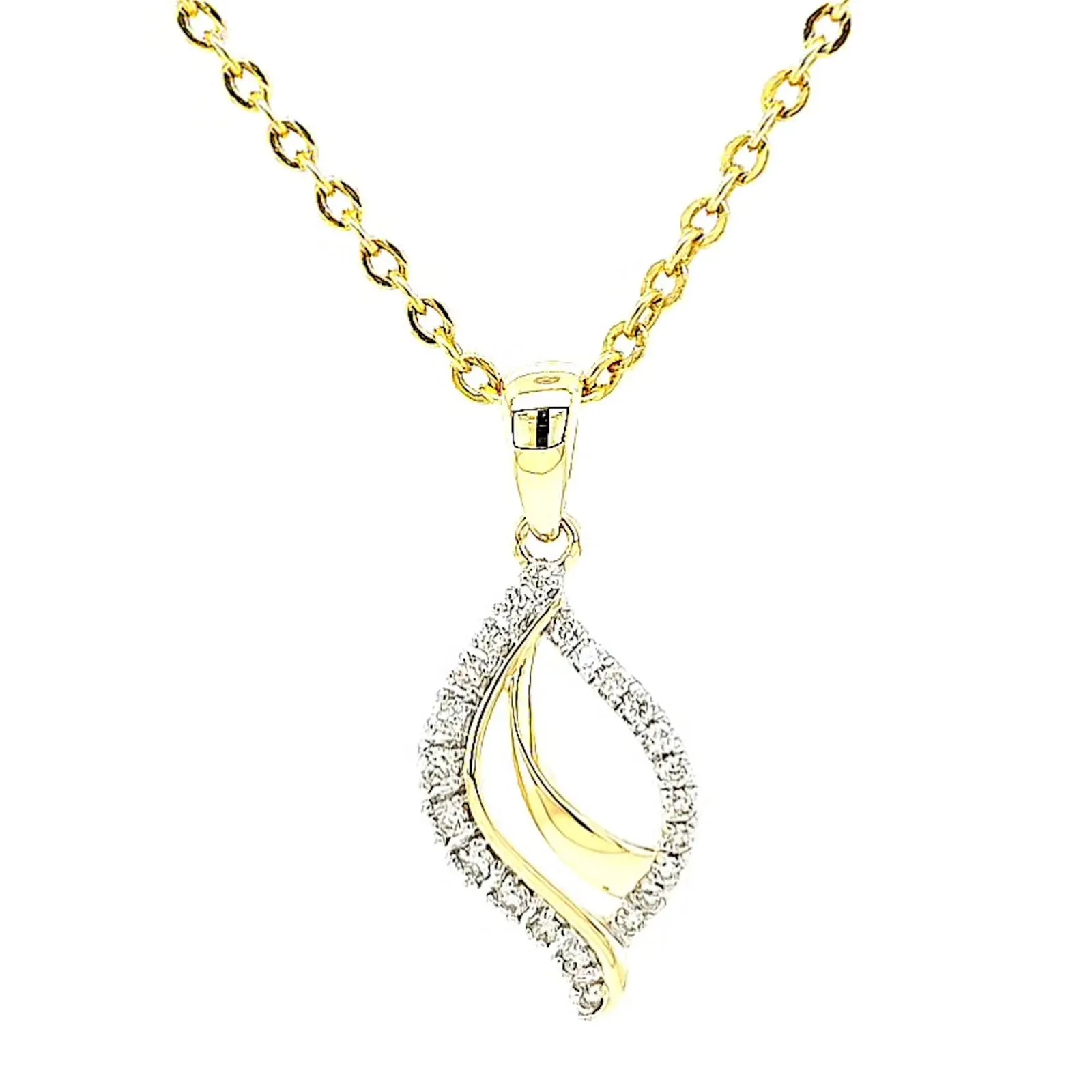 9ct Two Tone Gold with 0.10 Carat tw of Diamond Pendant