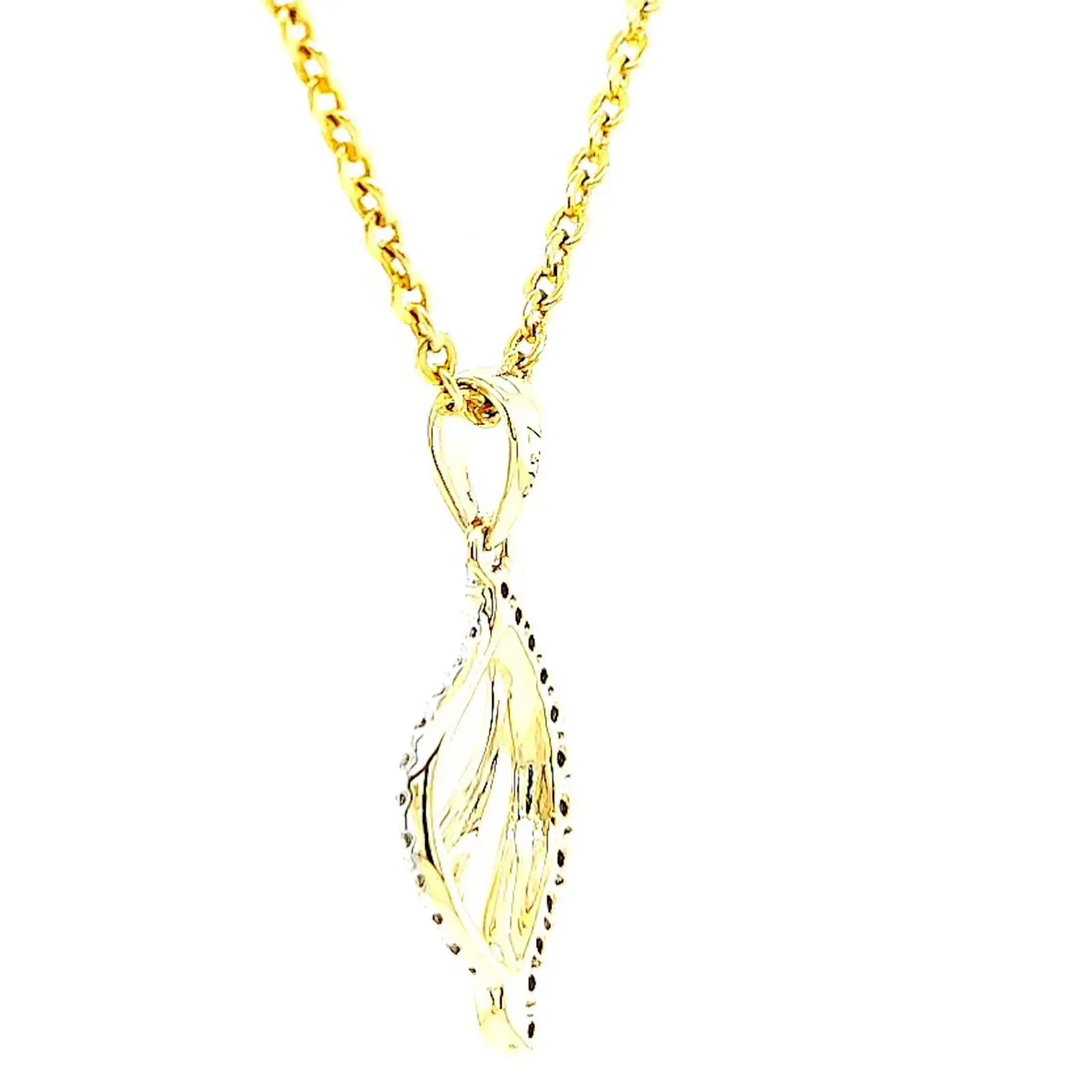 9ct Two Tone Gold with 0.10 Carat tw of Diamond Pendant