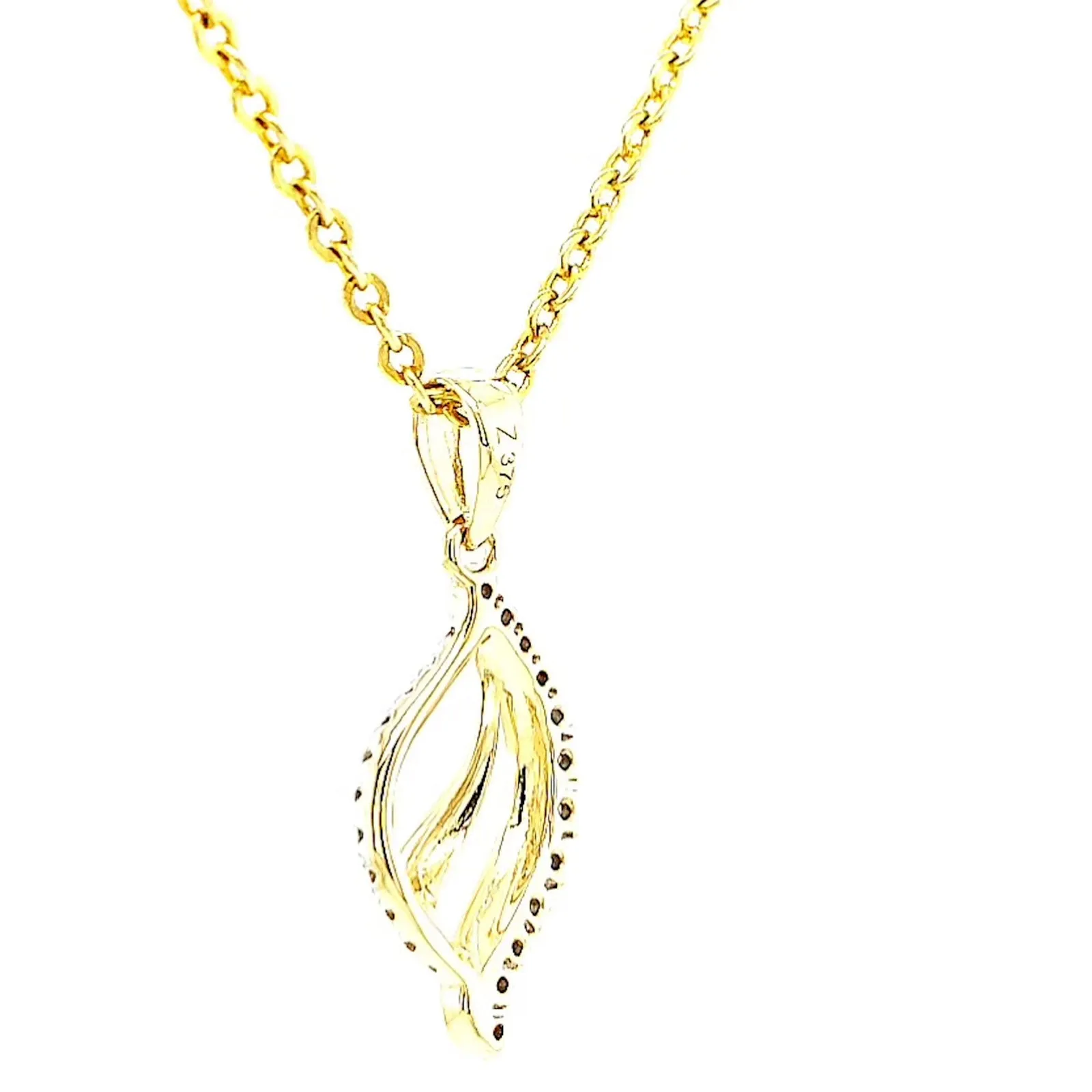 9ct Two Tone Gold with 0.10 Carat tw of Diamond Pendant