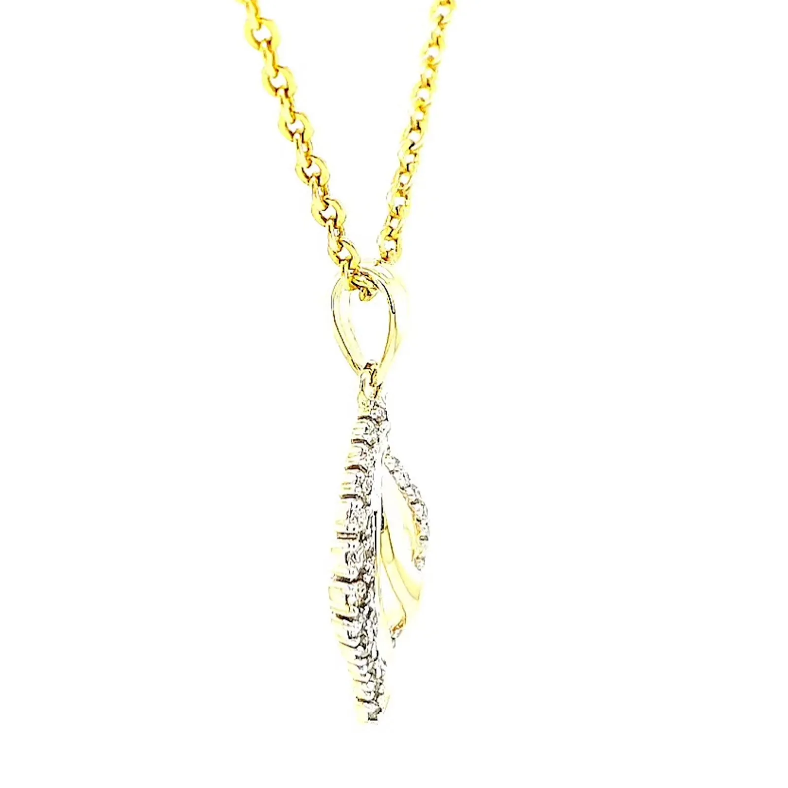 9ct Two Tone Gold with 0.10 Carat tw of Diamond Pendant