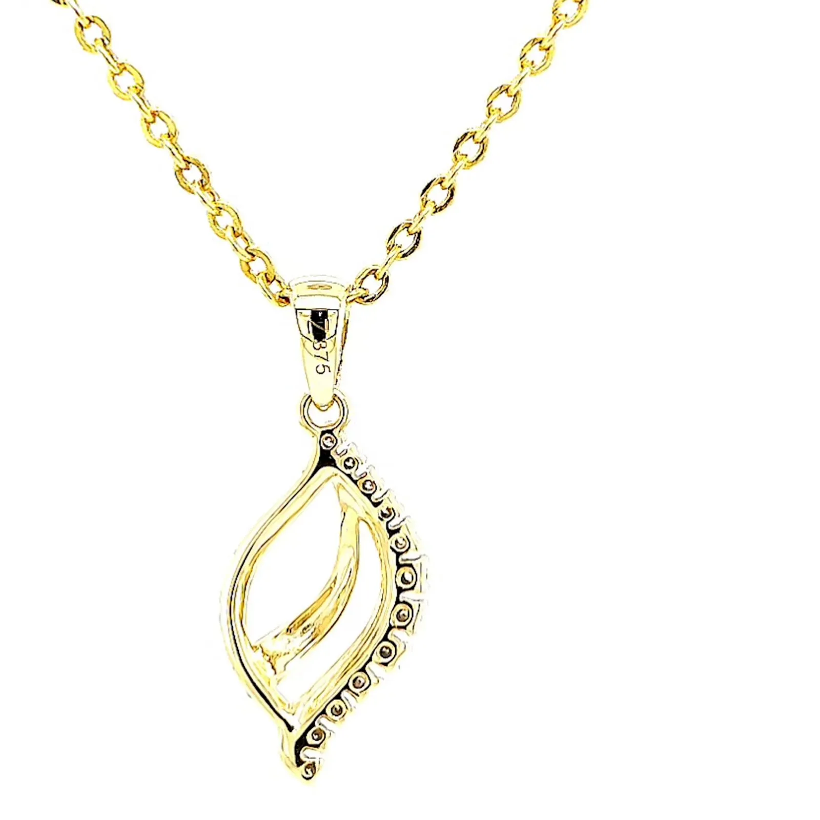 9ct Two Tone Gold with 0.10 Carat tw of Diamond Pendant