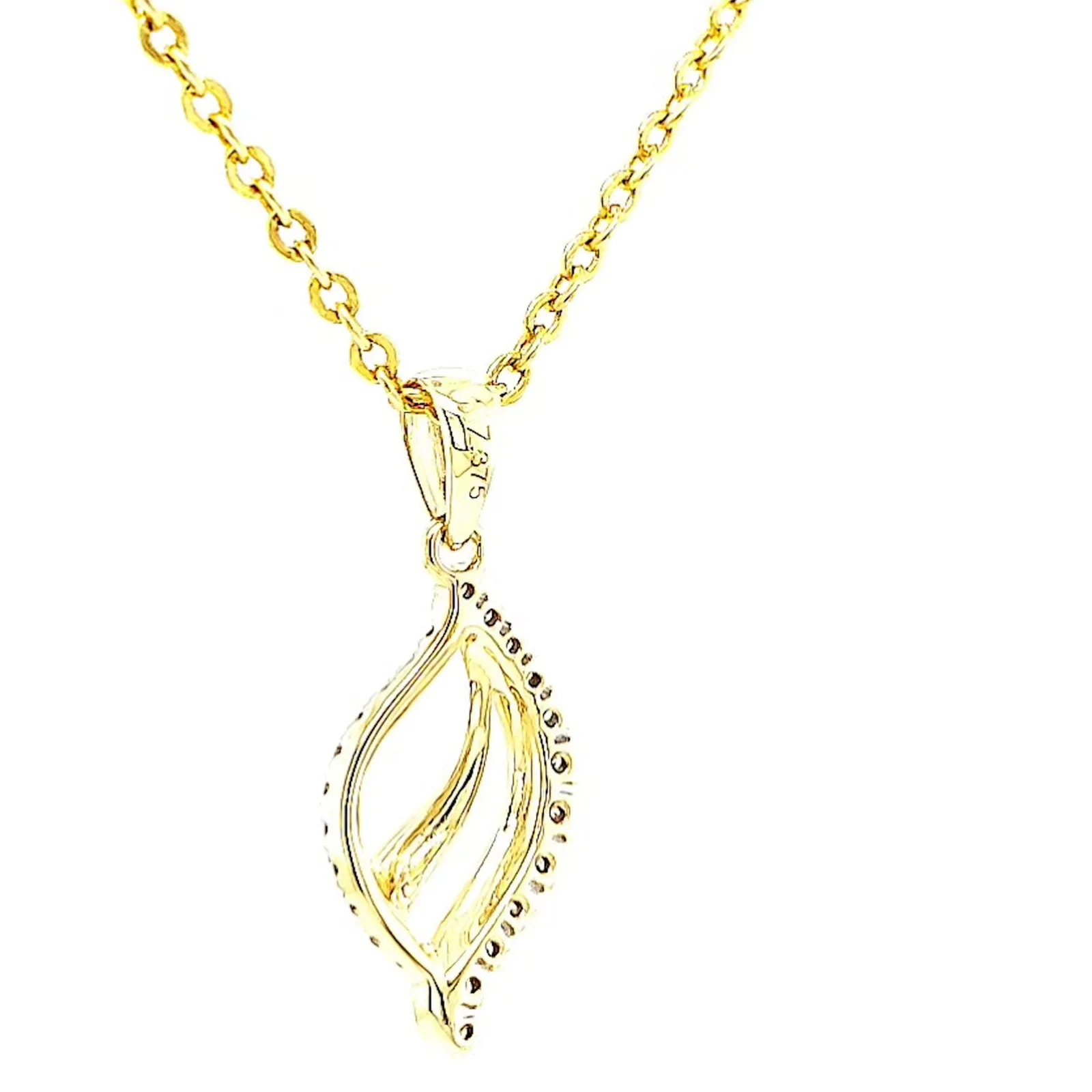 9ct Two Tone Gold with 0.10 Carat tw of Diamond Pendant