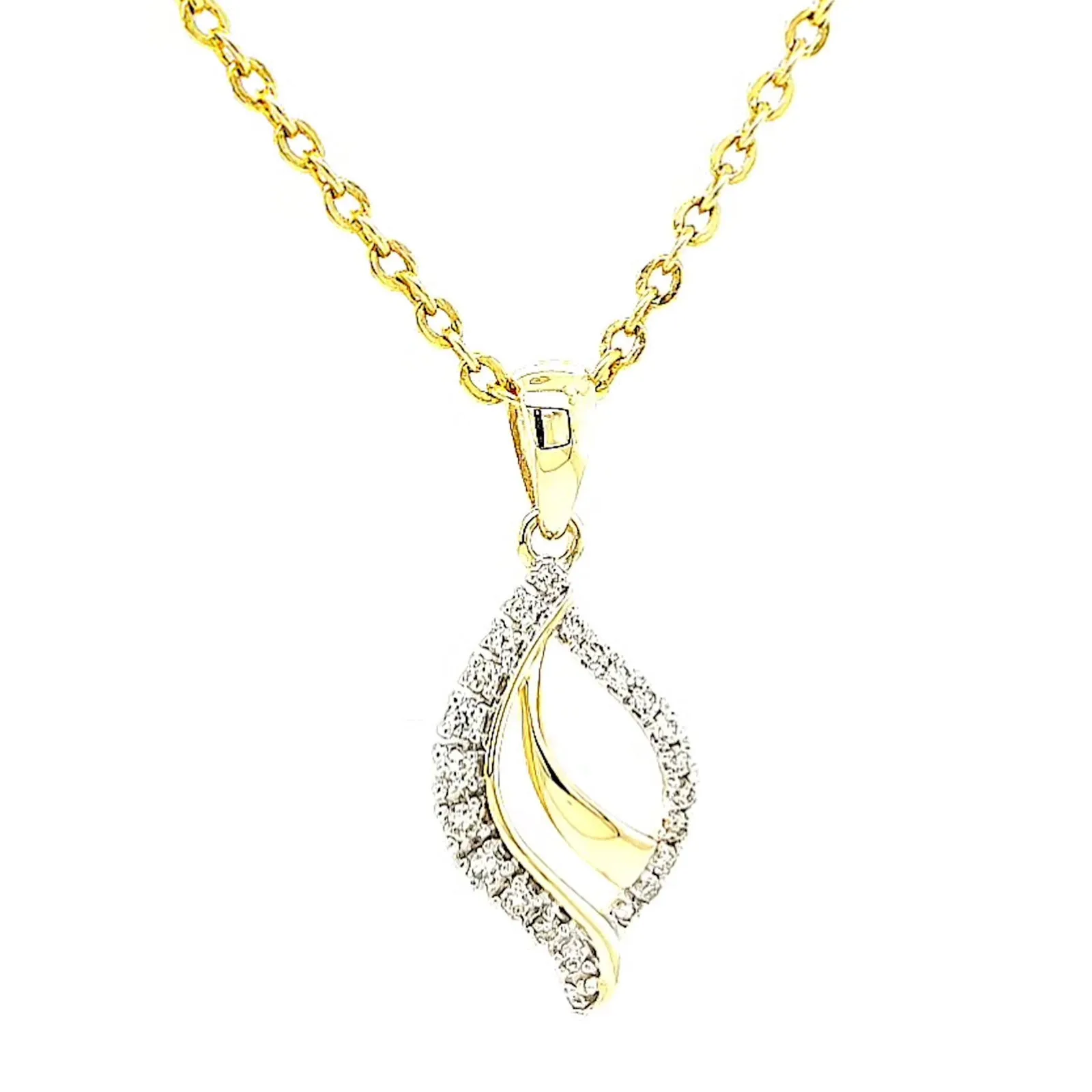 9ct Two Tone Gold with 0.10 Carat tw of Diamond Pendant