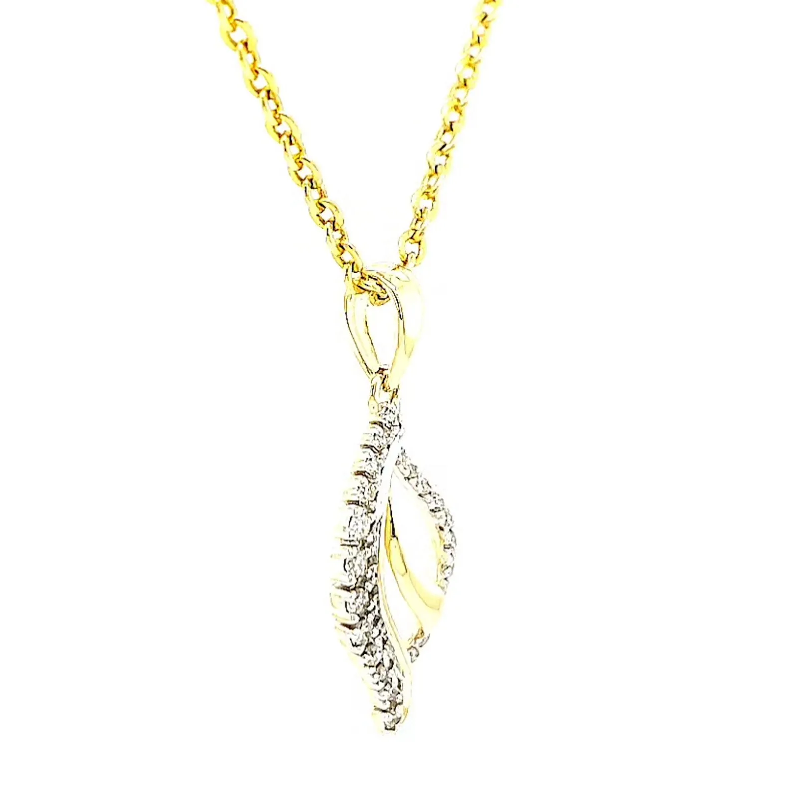 9ct Two Tone Gold with 0.10 Carat tw of Diamond Pendant