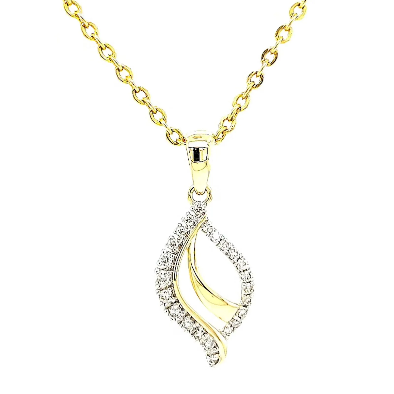 9ct Two Tone Gold with 0.10 Carat tw of Diamond Pendant