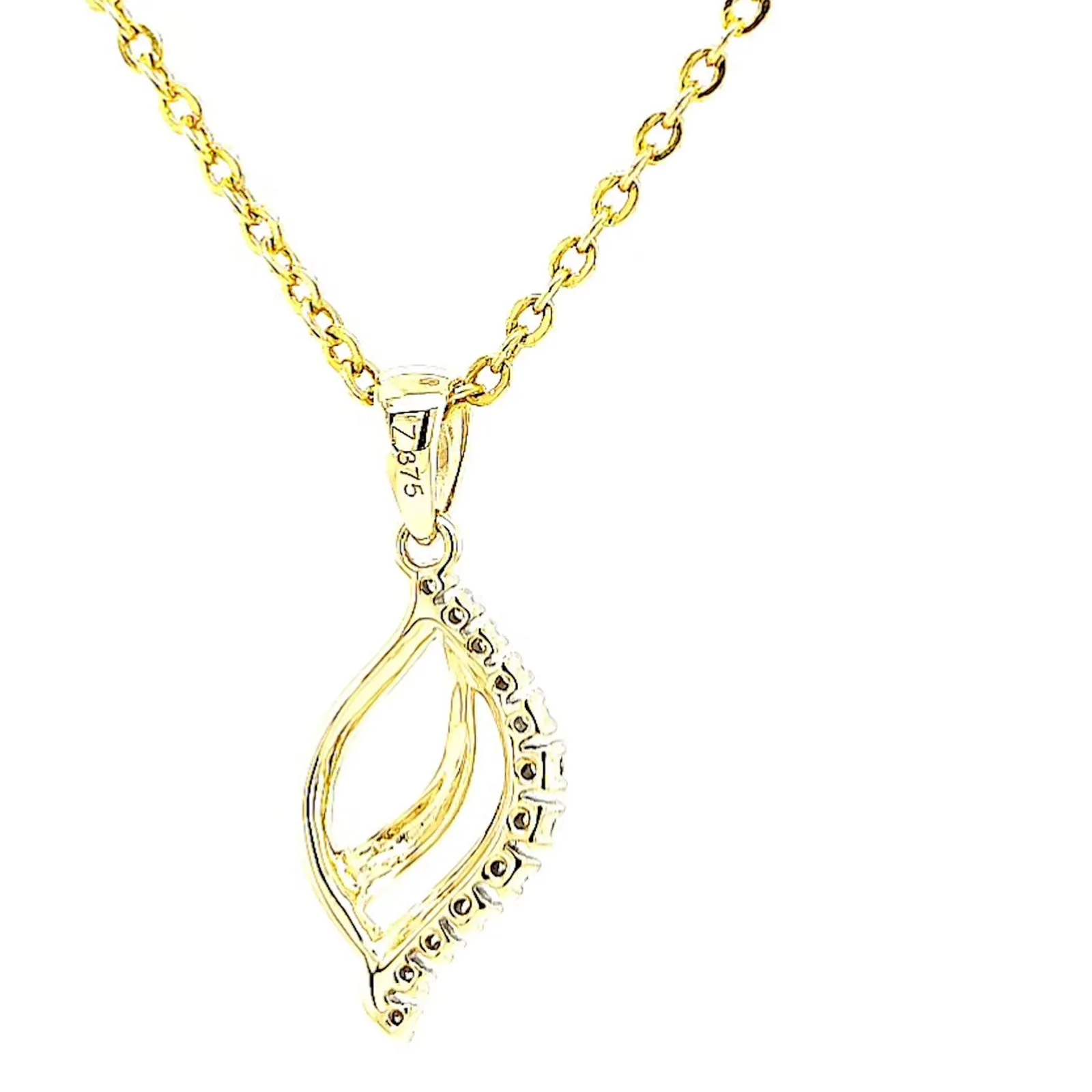 9ct Two Tone Gold with 0.10 Carat tw of Diamond Pendant