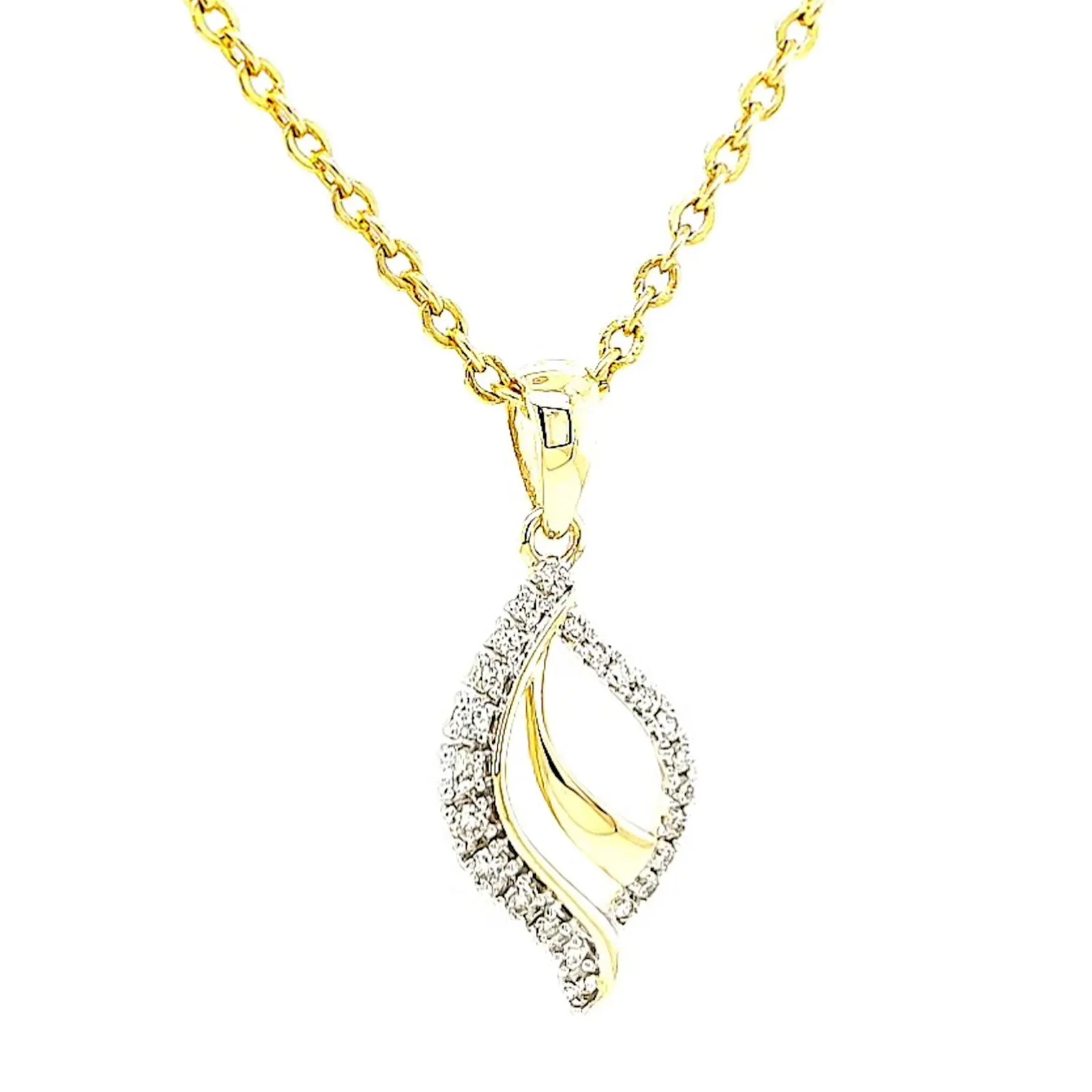 9ct Two Tone Gold with 0.10 Carat tw of Diamond Pendant