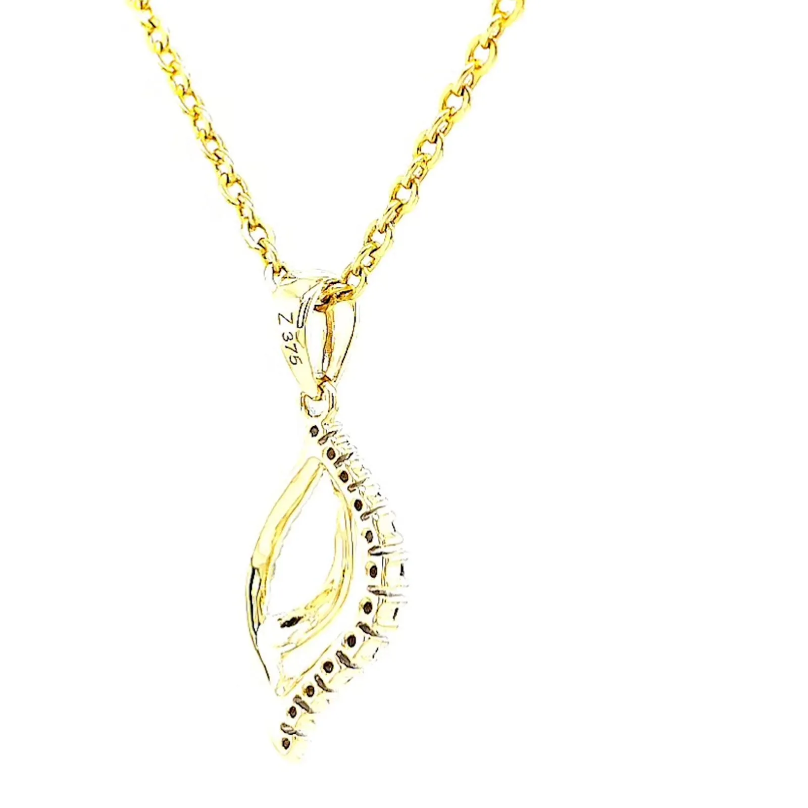 9ct Two Tone Gold with 0.10 Carat tw of Diamond Pendant