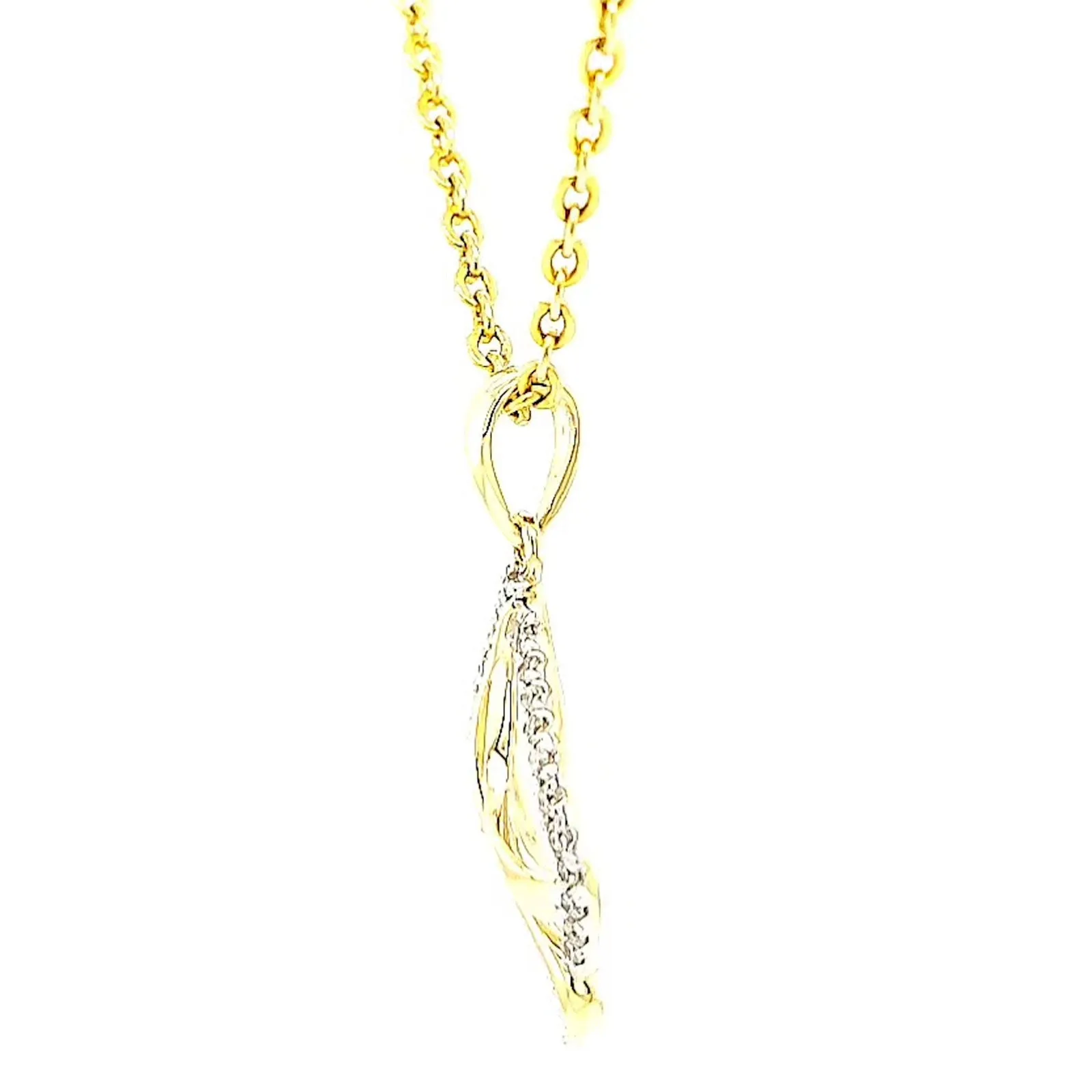 9ct Two Tone Gold with 0.10 Carat tw of Diamond Pendant