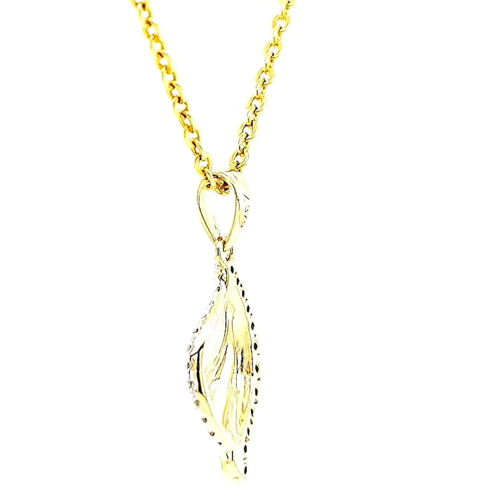 9ct Two Tone Gold with 0.10 Carat tw of Diamond Pendant