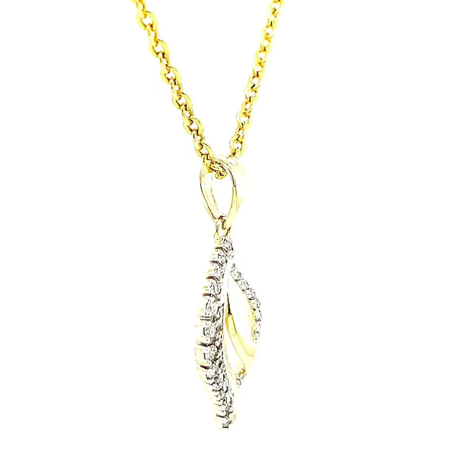 9ct Two Tone Gold with 0.10 Carat tw of Diamond Pendant