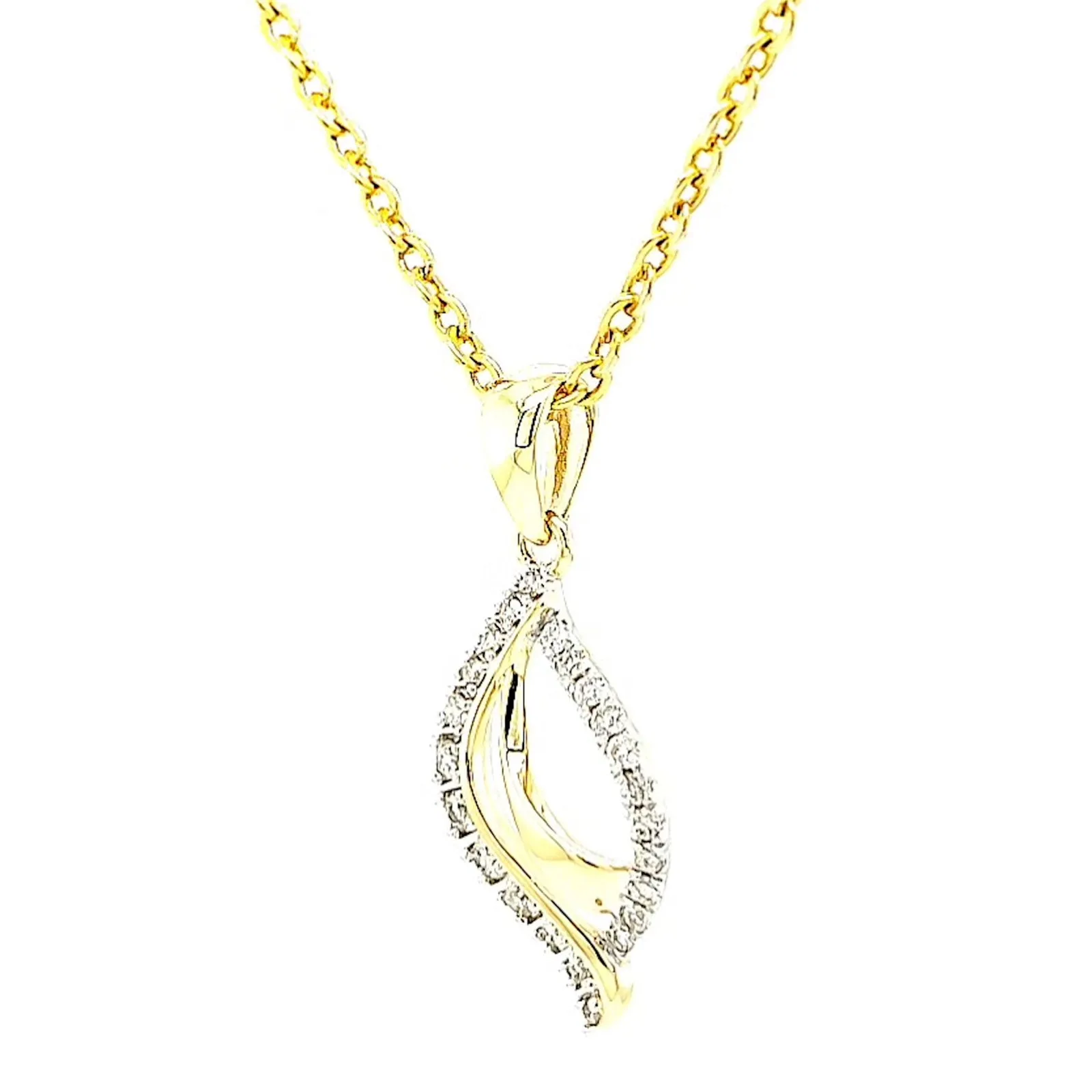 9ct Two Tone Gold with 0.10 Carat tw of Diamond Pendant